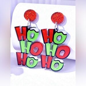 Festive Red and Green 'Ho Ho Ho' Earrings